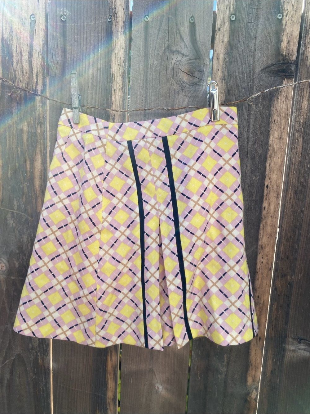 Vintage Versus Pink and Yellow Plaid A-Line Skirt